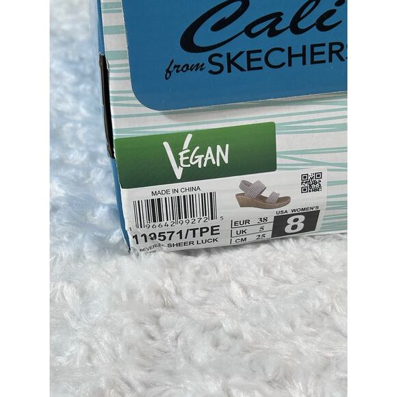 Skechers BEVERLEE Sheer Luck Lightweight Wedge Sandals Taupe Womens SIZE 8 New - Picture 8 of 8